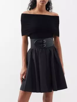 Боди archetypes с открытыми плечами и складками ALAA, черный