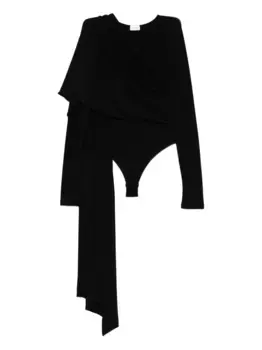 Боди асимметричного кроя с драпировкой THE ANDAMANE, черный