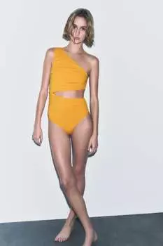 Боди асимметричного выреза ZARA, оранжевый