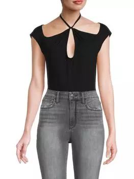 Боди BCBGMAXAZRIA с вырезом и лямкой на шее, черный