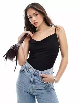 Боди Bershka с воротником-халтером черного цвета