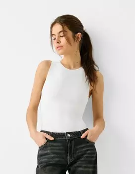 Боди без рукавов Bershka, белый