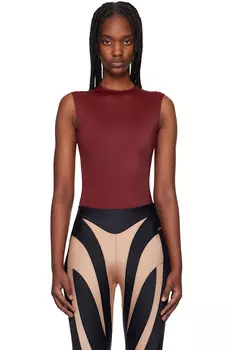 Боди без рукавов с логотипом на плече Mugler, цвет merlot