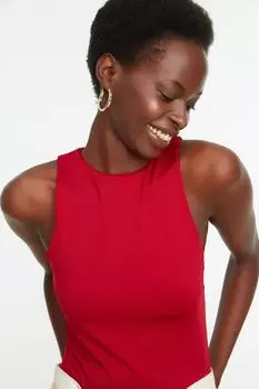 Боди - Бордовый - Облегающий крой Trendyol, бордовый