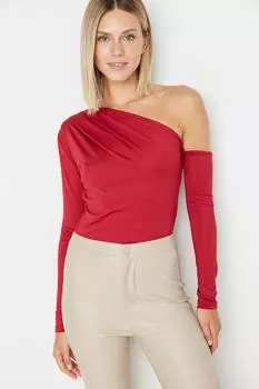 Боди - Бордовый - Облегающий крой Trendyol, бордовый
