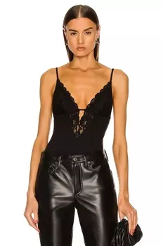 Боди Charlotte из кружева и переработанного джерси с трехсторонним движением fleur du mal, черный