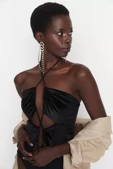 Боди - Черный - Классический крой Trendyol, черный