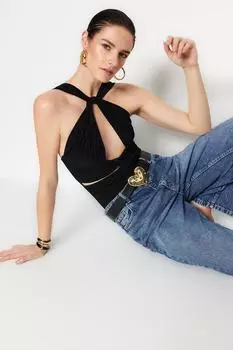 Боди - Черный - Классический крой Trendyol, черный