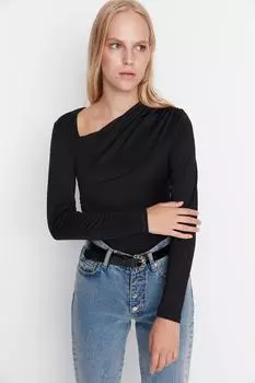 Боди - Черный - Классический крой Trendyol, черный