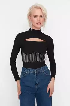 Боди - Черный - Классический крой Trendyol, черный