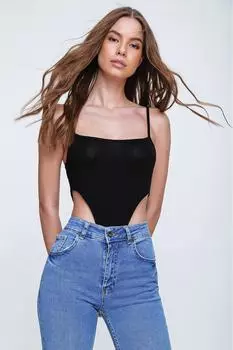 Боди - Черный - Приталенный крой Trend Alaat Stili, черный