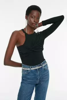 Боди - Черный - Приталенный крой Trendyol, черный