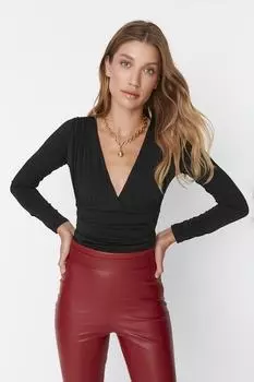 Боди - Черный - Приталенный крой Trendyol, черный