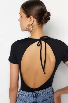 Боди - Черный - Приталенный крой Trendyol, черный