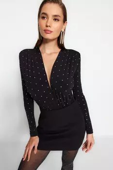 Боди - Черный - Приталенный Trendyol, черный