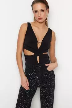 Боди - Черный - Приталенный Trendyol, черный