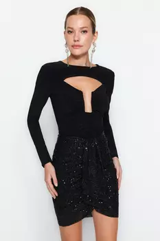 Боди - Черный - Приталенный Trendyol, черный