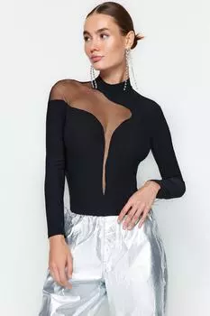 Боди - Черный - Приталенный Trendyol, черный