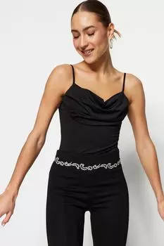 Боди - Черный - Приталенный Trendyol, черный