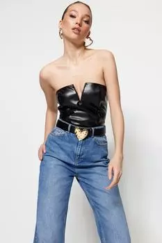 Боди - Черный - Приталенный Trendyol, черный