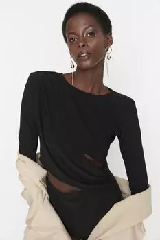 Боди - Черный - Приталенный Trendyol, черный