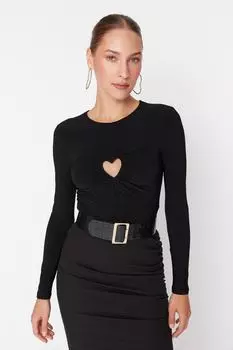 Боди - Черный - Приталенный Trendyol, черный