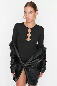 Боди - Черный - Приталенный Trendyol, черный