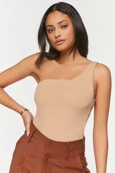 Боди Contour на одно плечо Forever 21, песочный