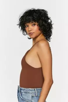 Боди Contour с высоким вырезом Forever 21, шоколадный