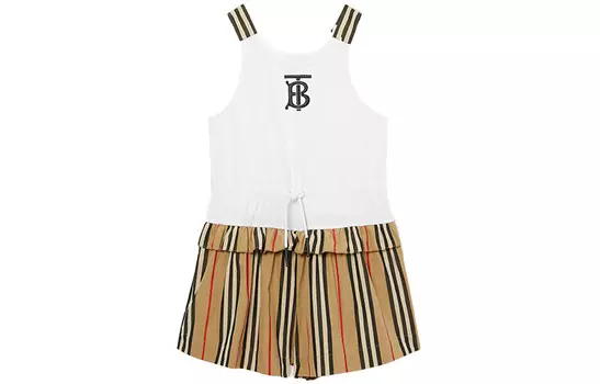 Боди детский Burberry, белый / коричневый