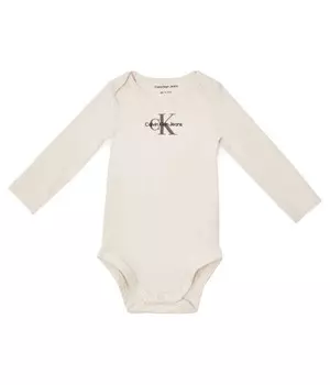 Боди детское Calvin Klein Jeans с логотипом бренда, экрю