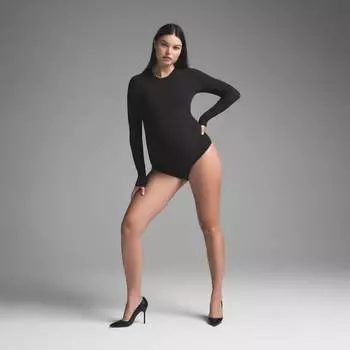 Боди для беременных с длинными рукавами SKIMS, цвет onyx