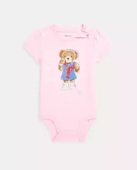 Боди для девочки из хлопка с Polo Bear Polo Ralph Lauren, светло-розовый