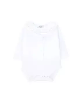 Боди для девочки из органического хлопка с вышитым воротником Knot, белый