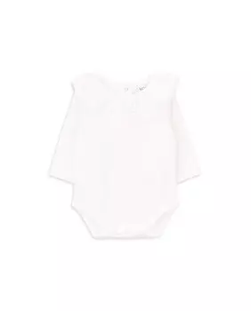 Боди для девочки из органического хлопка с вышитым воротником Knot, белый