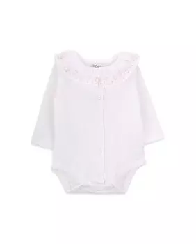 Боди для девочки из органического хлопка с вышитым воротником Knot, белый