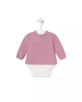 Боди для девочки с футболкой и круглым логотипом в центре Tous, розовый