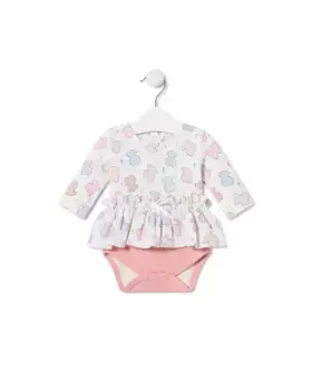 Боди для девочки с хлопковой юбкой с мишками и полосками Tous, розовый