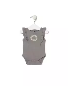 Боди для девочки с оборками из гладкокрашеного хлопка Tous, серый