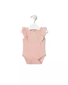 Боди для девочки с оборками из гладкокрашеного хлопка Tous, розовый