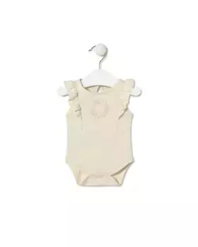 Боди для девочки с оборками из гладкокрашеного хлопка Tous, цвет Crudo