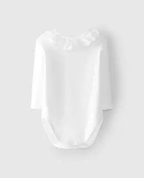 Боди для девочки с вышитым воротником с длинными рукавами Laranjinha, розовый