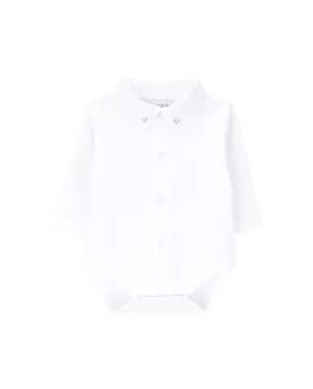 Боди для мальчика из органического хлопка с вышитым воротником KNOT, белый