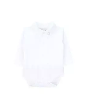 Боди для мальчика из органического хлопка с вышитым воротником KNOT, белый
