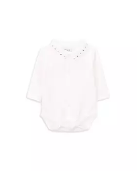Боди для мальчика из органического хлопка с вышитым воротником Knot, белый