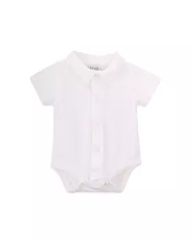 Боди для мальчика из органического хлопка с классическим воротником Knot, белый