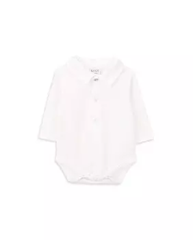 Боди для мальчика из органического хлопка с классическим воротником Knot, белый