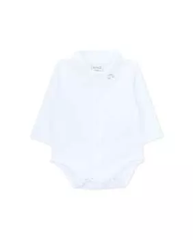 Боди для мальчика с длинными рукавами и вышитым воротником KNOT, белый