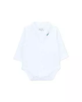 Боди для мальчика с длинными рукавами и вышитым воротником KNOT, белый