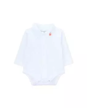 Боди для мальчика с длинными рукавами и вышитым воротником KNOT, белый